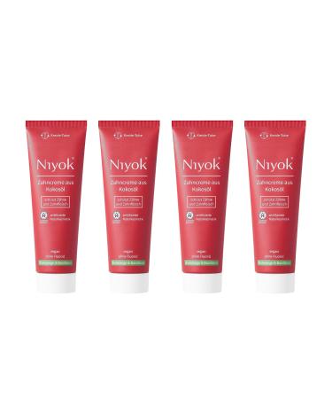 Niyok toothpaste coconut oil + blood orange & basil (4 x 75 ml) natural combination of active ingredients made of coconut oil and refreshing extracts |Bio toothpaste vegan fluoride -free natural cosmetics