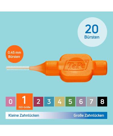 TEPE Interdental Brush - Original Orange 0.45mm (ISO 1) | 20pcs for Effective Plaque Removal & Cleaning Between Teeth - Ideal for Narrow Gaps - Buy Online on GoSupps.com