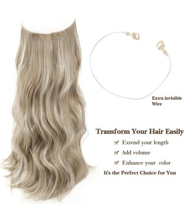 20 Ash Blonde Invisible Wire Hair Extensions - Adjustable Size Clip-in Hair Pieces for Women - Buy Online on GoSupps.com