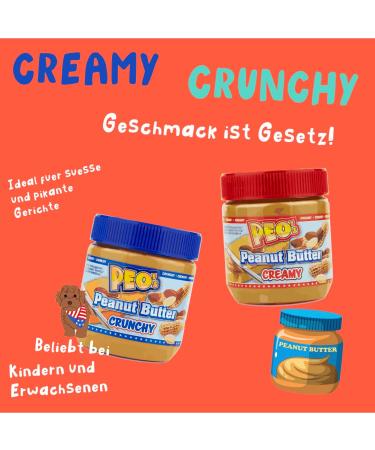 PEO's 6 x 340g Crunchy & Creamy Peanut Butter 3 Pack - Natural Peanut Butter - Fine Extra Smooth Grilled & 90% Peanut Butter with Full Creamy Flavour - Buy Online on GoSupps.com