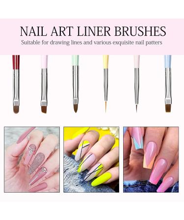 Nail Art Brush Set - 6 Pieces Gel Polish Design Pen Liner Brush & Dotting Tools for Perfect Nail Art - Buy Online on GoSupps.com