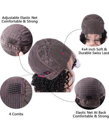 Amella Hair Short Deep Wave Bob Wig 10 Brazilian Virgin Human Hair Lace Closure Curly Bob Wig - Natural Color - 8A Grade - Pack of 1 - Buy Online on GoSupps.com