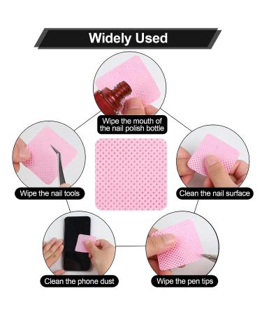 400 Nail Cotton Pads with Pump Dispenser Bottle - Super Absorbent Soft Non-Woven Wipes for Eyelash Extension & Nail Polish - Pink/White - Buy Online on GoSupps.com