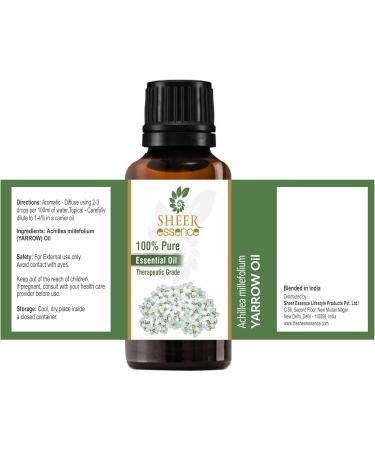 Yarrow Oil - 100% Pure & Natural Essential Oil (Achillea Millefolium) - Therapeutic Grade - Available in Multiple Sizes (0.16 Fl.Oz to 33.81 Fl.Oz) - Buy Online on GoSupps.com