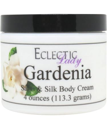 Eclectic Lady Gardenia Satin and Silk Cream Body Cream Body Lotion 4 oz - Shea Butter Aloe Silk Amino Acids Vitamin E Phthalate-Free Handcrafted in USA - Perfect For Women 4 Ounce (Pack of 1)