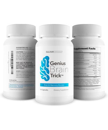 Genius Brain Trick - Our Best Memory Focus Supplement for Brain - Natural Memory Enhancing Supplements - Focus & Clarity - Healthy Alpha Brain Support Supplement Improve Focus and Brain Function - Buy Online on GoSupps.com