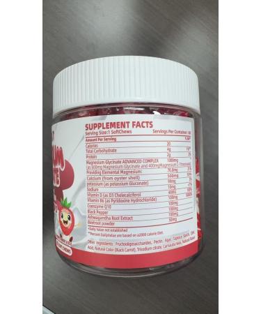 Magnesium Glycinate Soft Chews Strawberry Flavor.Chewable Sugar Free Potassium Magnesium Chews with Magnesium Glycinate Vitamin D B6 and CoQ10 for Calm Support & Sleep for Adults 60 Days Supply - Buy Online on GoSupps.com