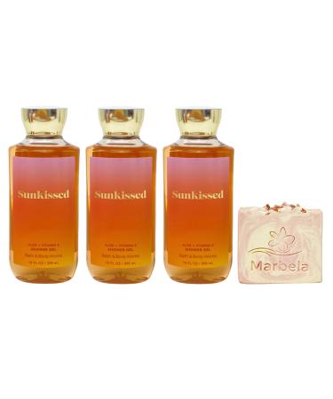 Bath & Body Works Sunkissed 3 Pack Shower Gel Bundle with a Himalayan Salts Springs Bar Soap - Full Size