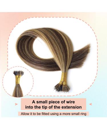 KOCONI 18 Brown Blonde Ombre Nano Ring Human Hair Extensions - Double Drawn Remy Hair, 50g - P4/27 - Buy Online on GoSupps.com
