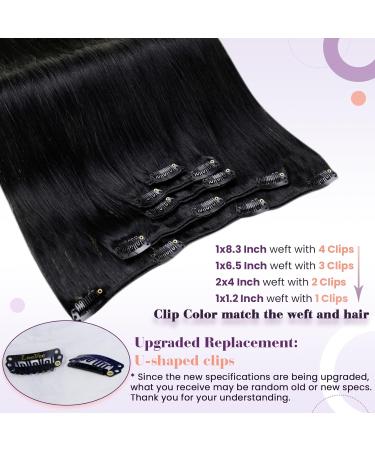LAAVOO Real Hair Clip-In Extensions - Black 50cm 80g 5 Pieces - Remy Quality for Gorgeous Volume - Buy Online on GoSupps.com
