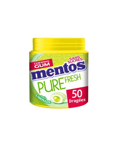MENTOS GUM - Chewing-Gum Pure Fresh Limonade - Chewing-Gum Sans Sucres - Parfum Limonade- - Dure Longtemps -Bo te de 50 Drag es 1 unit (Lot de 1)