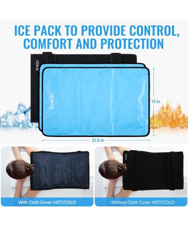 RAKZU Extra Large Reusable Ice Pack - Hot Cold Therapy Gel Pack for Injuries - 13 x 21.5 - Long Lasting Pain Relief for Back, Knee, Legs, Shoulders - 2 Pack - Buy Online on GoSupps.com