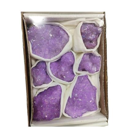 Specimen Purple Titanium Rainbow Aura Lemurian Quartz Cluster Crystal Specimen Gifts Home Decoration