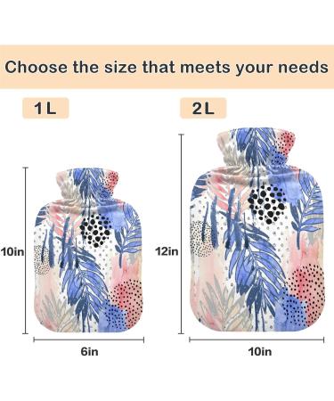 NAANLE Watercolor Palm Leaf Hot Water Bottle - 1L Transparent for Bed Hand & Feet Warmth Pain Relief & Heat Therapy - Buy Online on GoSupps.com
