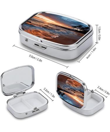 Shop Pill Box Beach Maui Hawaii Sunset - 2 Compartment Decor Metal Organizer for Travel | Portable Pill Case for Pocket or Purse - Buy Online on GoSupps.com