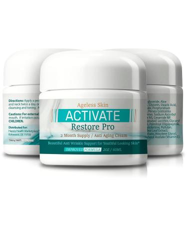 Ageless Skin Activate Restore Pro - Our Best Anti Aging Cream - Improved Formula 2 Month Supply - Help Reactivate Skin Health - Ageless Skincare Re-Activate Anti-Aging Wrinkle Cream - Buy Online on GoSupps.com