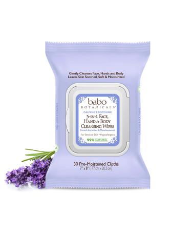 Babo Botanicals - Hand and Body Cleansing Wipes - Lavender and Meadowsweet - Case of 4 - 30 Count
