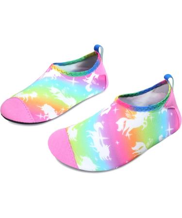 JIASUQI Kids Water Shoes Quick Dry Barefoot Aqua Socks - Multi Horse Print | for Beach & Pool | Size 8.5/9 UK Child - Buy Online on GoSupps.com