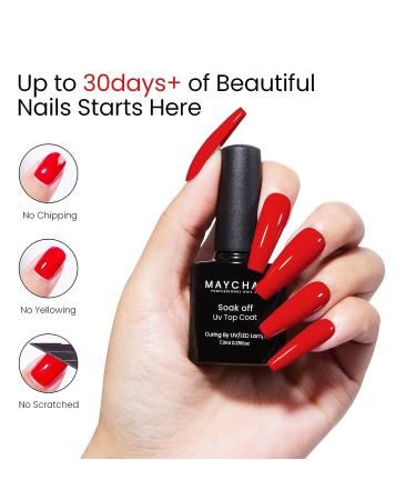MAYCHAO Gel Nail Polish Base & Top Coat Set | Long Lasting Soak Off UV LED Lacquer - 7.3ml | 2Pcs Base & Shiny Top Coat for Smooth Application - Buy Online on GoSupps.com
