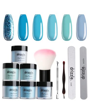 Dip Powder Nail Kit 6 Colors  Nail Dip Powder Colors Starter Kit  Drizzle Beauty Acrylic Dipping Powder Kit  Summer Dip Powder  Glitter Blue Nude Dipping Powder Nail Ice Queen