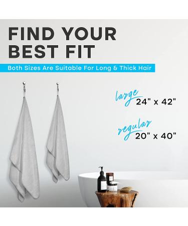 Luxe Beauty Essentials Microfiber Hair Towel - Absorbent Plush Towel for Curly, Long, Thick Hair - Superior Drying - 20x40 Luna Grey - Buy Online on GoSupps.com