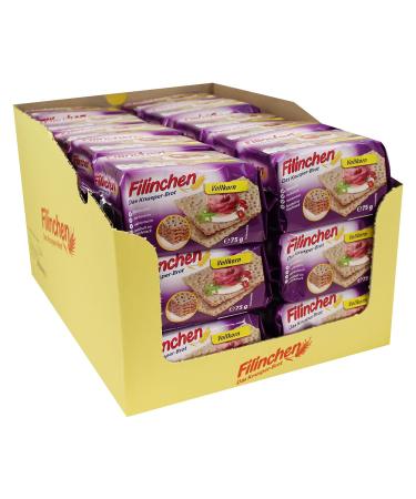 Pack of 30 Filinchen The Crunchy Bread Whole Grain 30 x 75 g Lactose Free Low Sugar Low Sodium Wheat 75 g (Pack of 30)