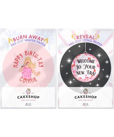 Cakeshop Taylor Swift Burn Away Edible Cake Topper Pack | 1 x Icing sheet & 1 x Wafer Sheet | Taylor Swift Era Birthday Theme | Personalise With Your Custom Name & Text | Choose Shapes & Sizes Prime - Buy Online on GoSupps.com
