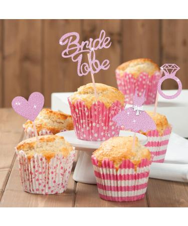 Cobee Ros gold Glitter Bride to Be Cupcake Toppers - 24 Heart Ring Picks for Bridal Shower Engagement & Bachelor Party Cake Decorations - Buy Online on GoSupps.com