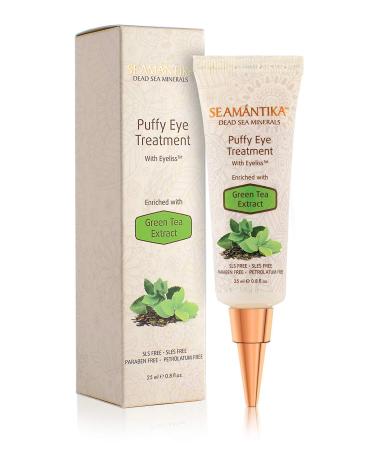 Puffy Eyes Treatment Instant results  Naturally Eliminate Wrinkles, Puffiness, Dark Circle and Bags in Minutes  Hydrating Eye Cream w/ Green Tea Extract, Dead Sea Minerals by SEAMANTIKA  .8 oz