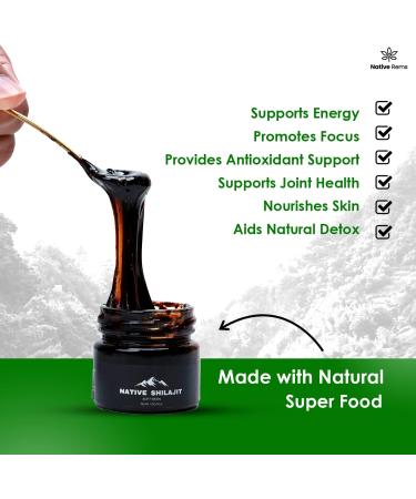 Native Rems Himalayan Shilajit Resin Pure & Lab-Tested with High Fulvic Acid and Essential Minerals Organic Vegan Non-GMO Natural Energy & Wellness Support - Buy Online on GoSupps.com