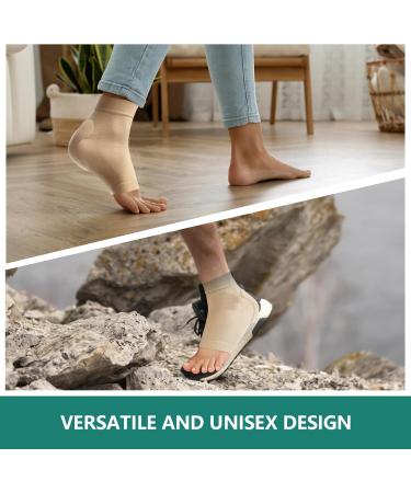 Welnove Achilles Tendonitis Heel Protector Socks - Compression Support & Gel Padded Sleeve for Bursitis Tendonitis Relief - 1 Pair Beige - Buy Online on GoSupps.com