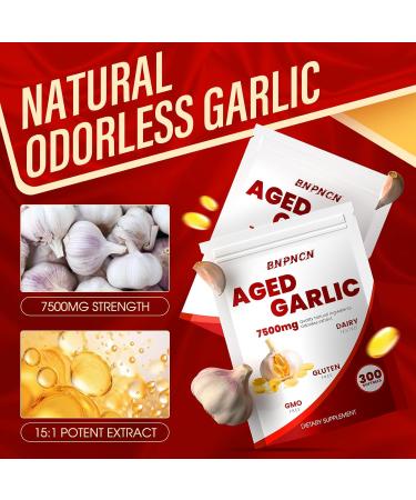 Aged Garlic Extract odorless 7500mg Non-GMO Gluten-Free | Supports Immune Health | Grown Allium Sativum Bulb | Potent Antioxidant Supplement 300 Softgels (1) 1 Count (Pack of 1) - Buy Online on GoSupps.com