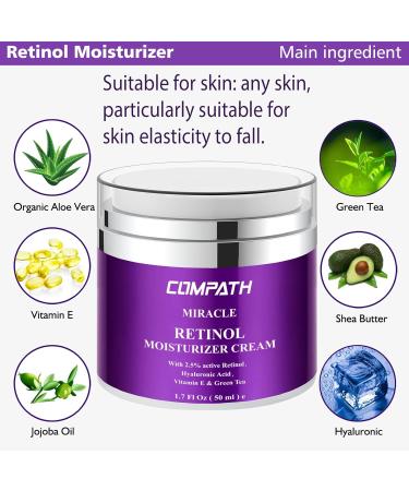 Retinol Moisturizer Cream COMPATH Anti-aging Wrinkle Night/Day Cream for Eye and Face Reduces Wrinkles and Fine Lines with 2.5% Active Retinol Hyaluronic Acid (1.7FL(Oz)) - Buy Online on GoSupps.com