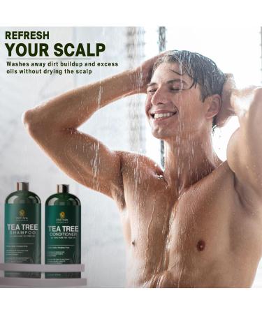 Tea Tree Shampoo & Conditioner Set - Deep Cleansing Strengthening & Shine for Dry Scalp - 16 fl oz - For Men & Women - International Shipping Available - Buy Online on GoSupps.com