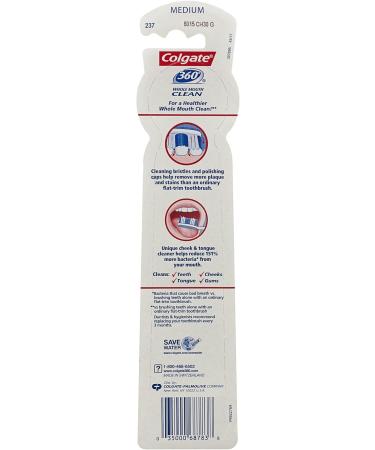 Colgate 360 Toothbrush with Tongue and Cheek Cleaner Medium - 2 Pack - Buy Online on GoSupps.com
