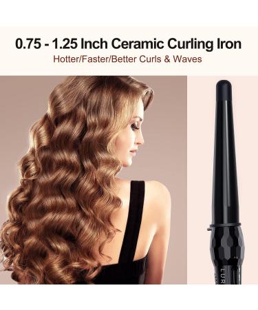 LURA Ceramic Tourmaline Coating Curling Wand 3/4-1 1/4 Inch - Black Curler with 2 Heat Settings - Suitable for All Hair Types - Buy Online on GoSupps.com