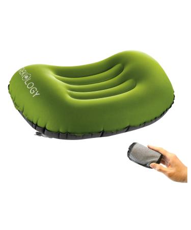 TREKOLOGY Aluft 1.0 Comfy Inflatable Camping & Backpacking Pillow - Perfect for Sleeping, Air Travel, Beach Green.