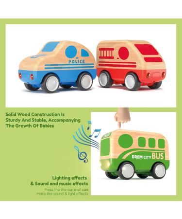Wanborns 3PC Wooden Toy Vehicles Set - Cars Ambulances & School Bus | Educational Early Learning Toys for Toddlers Age 2-3 | Perfect Birthday Gift for Young Girls - Buy Online on GoSupps.com