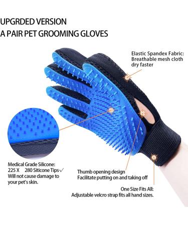 SSRIVER Pet Grooming Glove - Gentle Deshedding Brush for Dogs, Cats, Horses - Efficient Hair Remover Mitt - Massage Gloves - Blue - One Size Fits All - Buy Online on GoSupps.com
