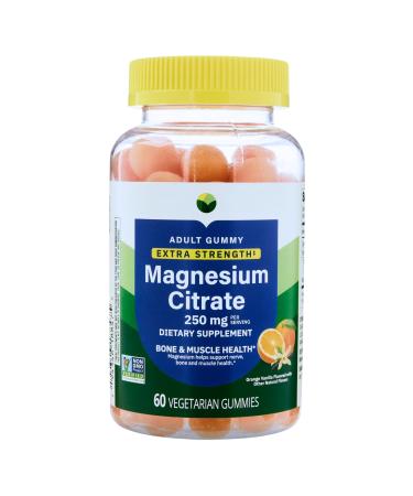 KP+ Magnesium Gummies | Magnesium Citrate 250 mg | 60 Vegetarian Gummies | Extra Strength | Supports Bone Nerve & Muscle Health | Orange Vanilla Flavor | Pack of 1