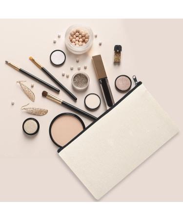 14-Piece 8x5 Inch Blank Craft DIY Canvas Pencil Case - Beige Multipurpose Travel Toiletry Pouch with Black Zipper - Buy Online on GoSupps.com