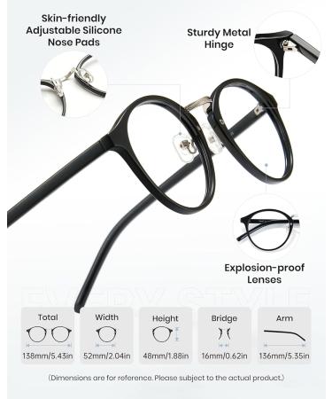 Cyxus Round Blue Light Glasses for Men & Women - UV Blocking Reduce Eye Strain Stylish Nerd Glasses (8065T01 Black - Buy Online on GoSupps.com