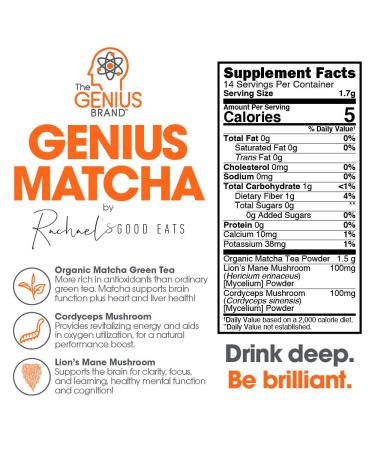 Organic Ceremonial Grade Matcha with Lions Mane & Cordyceps Mushroom Extract - Energy & Focus Boost | Japanese Origin by RachaelsGoodEats - Buy Online on GoSupps.com