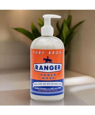 Premium Ranger Power Wash - Saddle Leather Pine Citrus | Exfoliating Hand & Body Wash | Moisturizing Aloe Vera | 16 oz | Made in USA | Ideal Gift for Dad - Buy Online on GoSupps.com