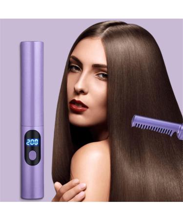 YUUAND Wireless Mini Hair Straightener | 2024 Upgraded 2 in 1 Electric Straightening Comb | Portable Anti-Scald Brush (#04 Purple - Buy Online on GoSupps.com