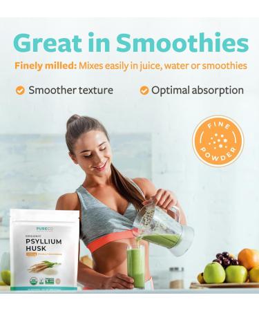 Psyllium Husk Powder Organic Certified - Finely Ground Whole Psyllium Husk Organic Fiber Powder for Baking Smoothies & More - Vegan Gluten Free Non-GMO & Filler Free Soluble Fiber (66 Servings) - Buy Online on GoSupps.com