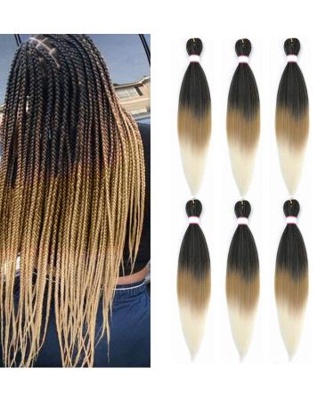 Ancient lichen-hair Easy Braid Professional itch-free synthetic fiber crochet borders yaki texture hair extensions 6 packs braid hair 30 inch (1b/27/613#) 76 cm (6 Pack) 1b/27/613#