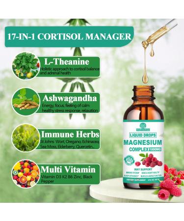 Cortisol Detox for Women & Men w. Super Calm 16-in-1 Magnesium, Theanine, Ashwagandha, St Johns Wort, Lemon Balm, Cortisol Wellness Liquid Drops for Balanced Cortisol, Harmone Balanced & Relaxation Raspberry 2 Fl Oz (Pack o  - Buy Online on GoSupps.com