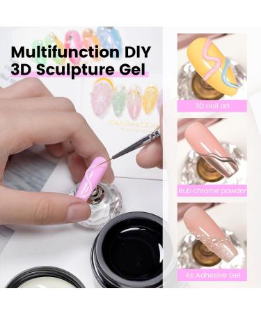 RARJSM No Wipe Clear 3D Sculpting Gel Painting Gel Polish Nail Art Designs Chrome Nail Powder Nail Charms Rhinestone Decoration Adhesive Glue Drawing Painted Sculpture Hard Gel UV LED Curing Requires - Buy Online on GoSupps.com