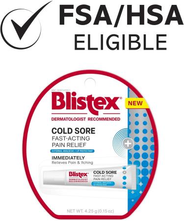 Blistex Cold Sore Fast-Acting Pain Relief Maximum Strength Lidocaine Formula Cold Sore Symptom Relief Cream Provides Immediate Relief- 1 Count 4.25g/0.15oz - Buy Online on GoSupps.com